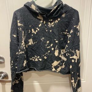 Rue21 Black and Bleach Cropped Hoodie